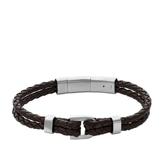 Armband - Staal/Leder | Fossil