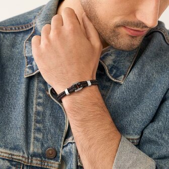 Armband - Staal/Leder | Fossil