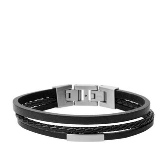 Armband - Staal/Leder | Fossil