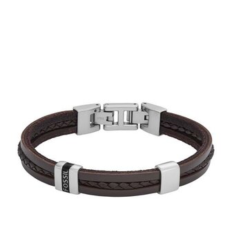 Armband - Staal/Leder | Fossil