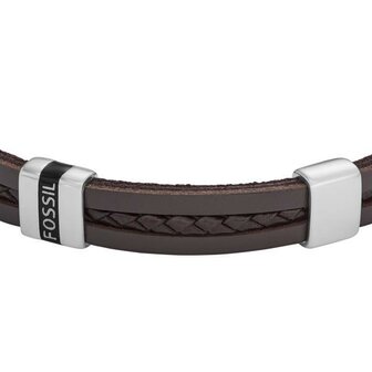 Armband - Staal/Leder | Fossil