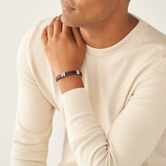 Armband - Staal/Leder | Fossil