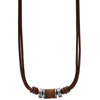 Collier - Staal/Leder | Fossil