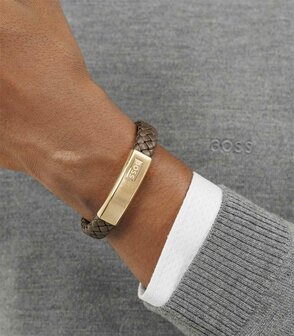 Armband - Staal/Leder | Hugo Boss