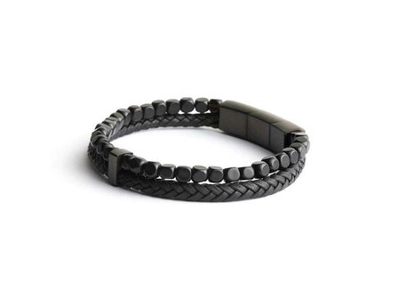 Armband - Staal/Leder | Gemini