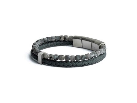 Armband - Staal/Leder | Gemini