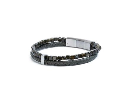 Armband - Staal/Leder | Gemini