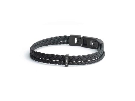 Armband - Staal/Leder | Gemini