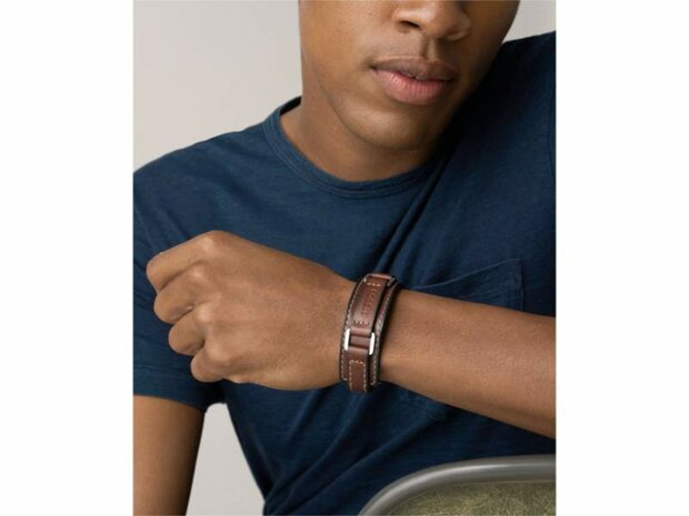 Armband - Staal/Leder | Fossil
