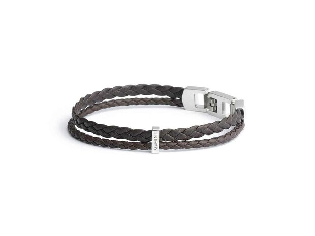 Armband - Staal/Leder | Gemini