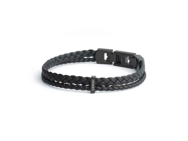 Armband - Staal/Leder | Gemini