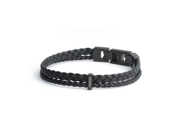 Armband - Staal/Leder | Gemini