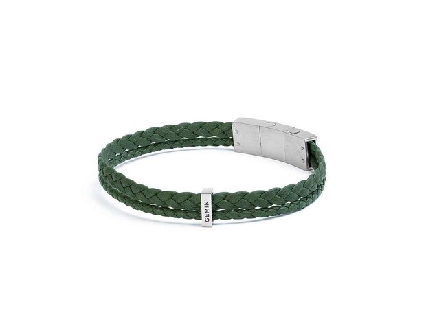 Armband - Staal/Leder | Gemini