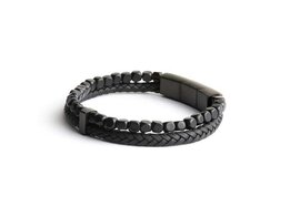 Armband - Staal/Leder | Gemini