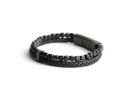 Armband - Staal/Leder | Gemini