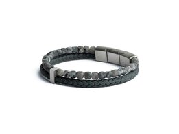 Armband - Staal/Leder | Gemini
